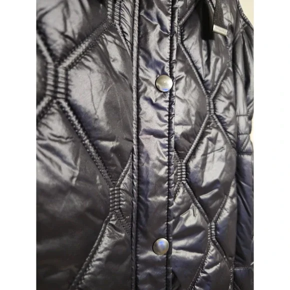 Maurices Quilted Hooded Puffer Vest Black Snap Front Pockets Size S EUC - Picture 3 of 7